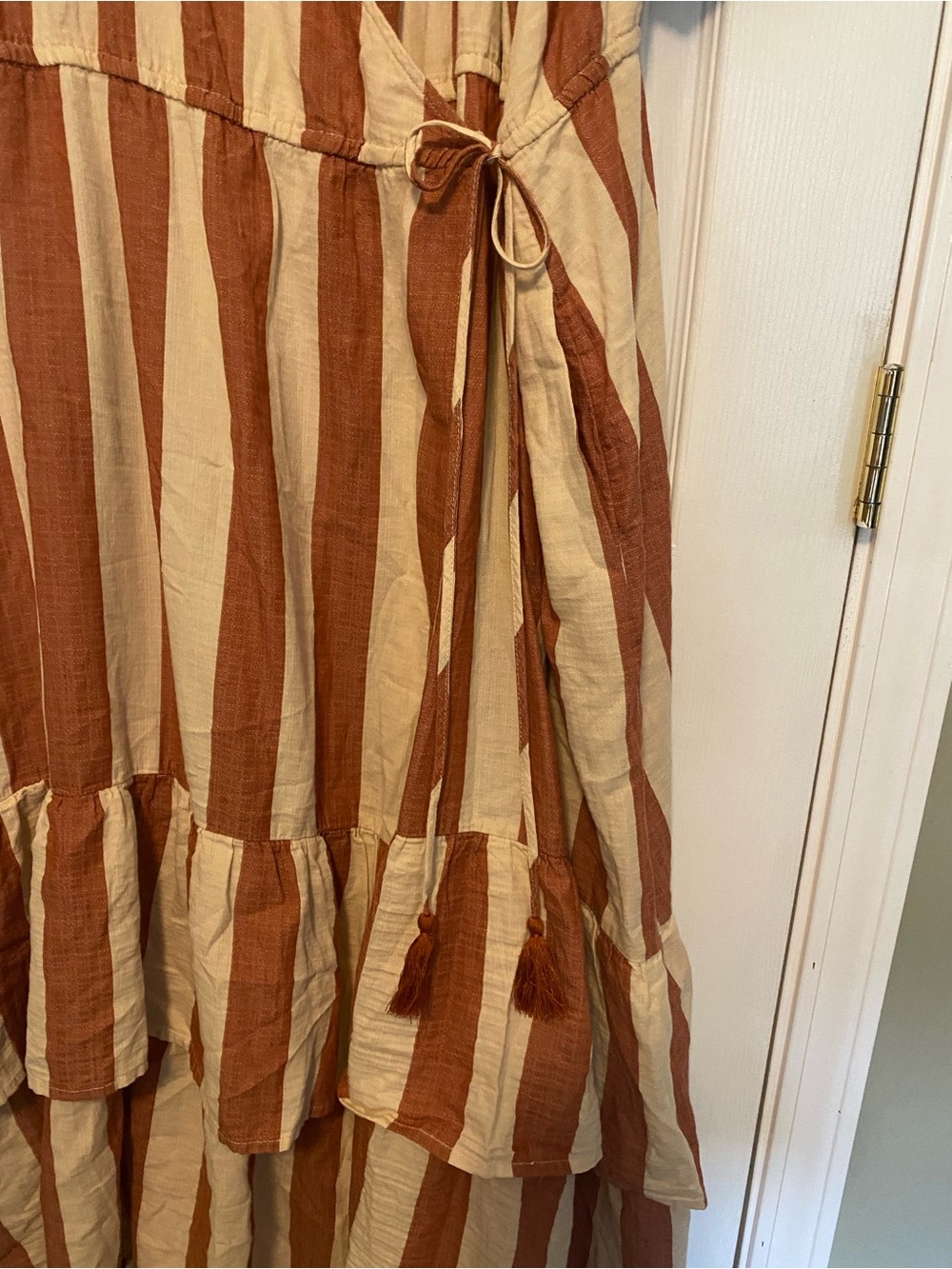 Knox Rose Rust and Cream Striped True Wrap Maxi dress Sz 3X - Picture 5 of 8